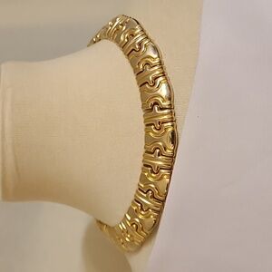 Gold-tone Wide Parenthesis Chain Link Choker Necklace